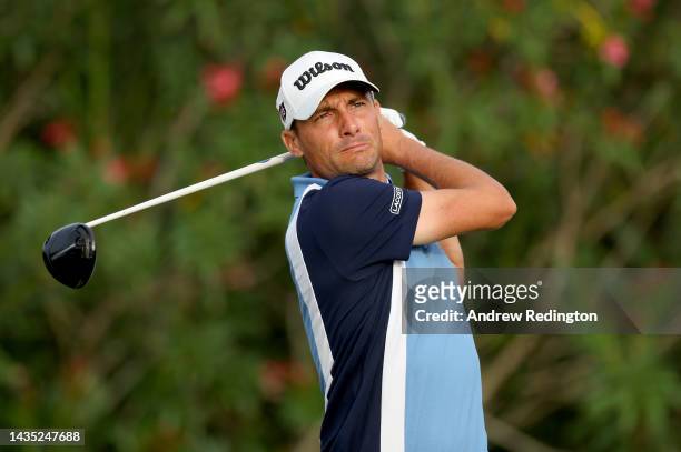 Benjamin Herbert of France on the 12th tee during the second round of the Mallorca Golf Open at Son Muntaner Golf Club on October 21, 2022 in Palma...