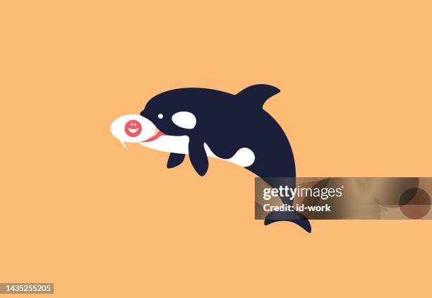 killer whale holding smiley icon - facebook killer stock illustrations