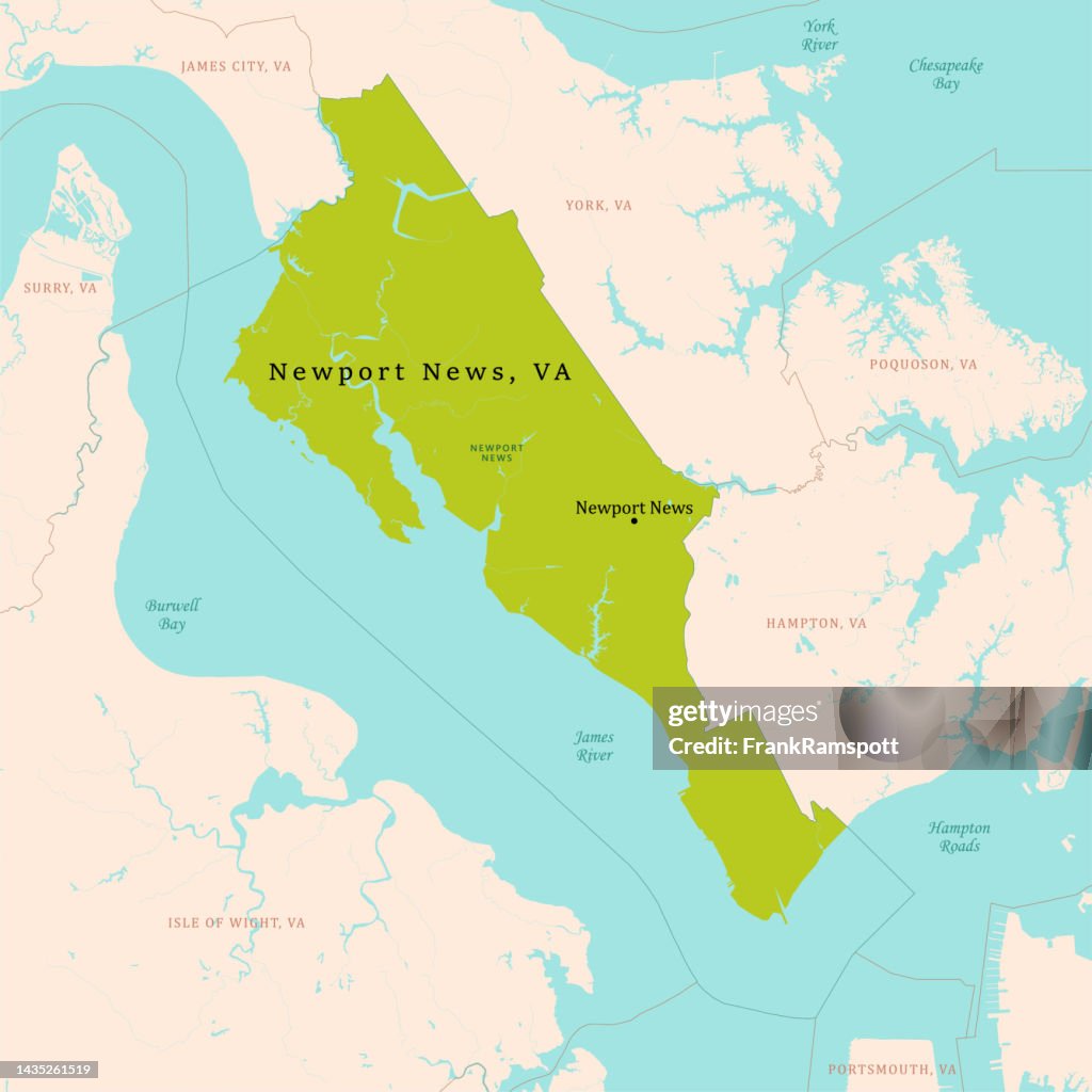 VA Newport News County Vector Map Green