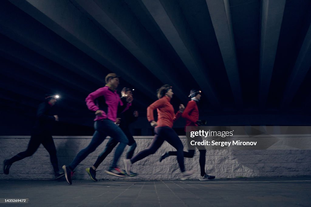 Running club training at night