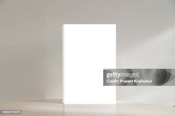 white rectangular box on table with concreate background - packing boxes ストックフォトと画像