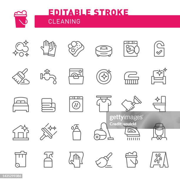 cleaning icons - scrubbing brush stock illustrations