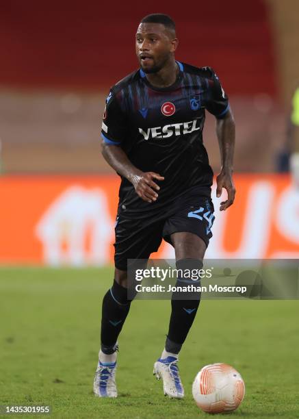 Stefano Denswil of Trabzonspor during the UEFA Europa League group H match between AS Monaco and Trabzonspor at Stade Louis II on October 06, 2022 in...