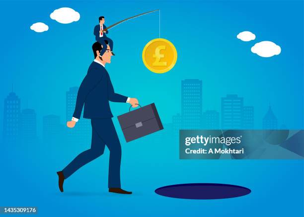 stockillustraties, clipart, cartoons en iconen met manipulation, corruption, salary, false investment... - pitfall