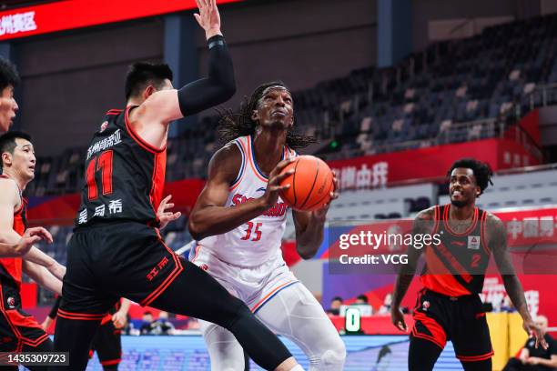 Hasheem Thabeet of Sichuan Blue Whales goes to the basket during 2022/2023 Chinese Basketball Association League match between Sichuan Blue Whales...