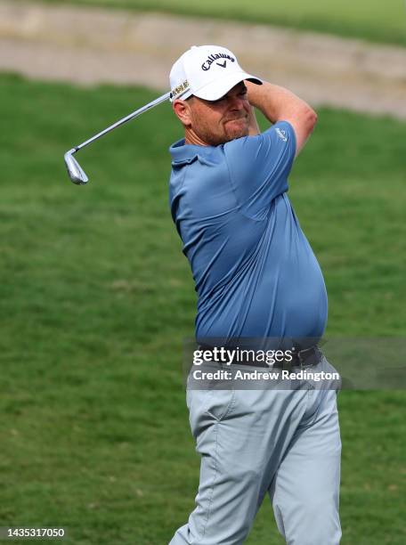 David Drysdale of Scotland on the second tee during the second round of the Mallorca Golf Open at Son Muntaner Golf Club on October 21, 2022 in Palma...