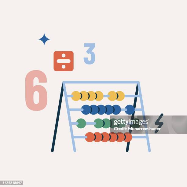 ilustraciones, imágenes clip art, dibujos animados e iconos de stock de colorida ilustración vectorial ábaco. concepto matemático de la escuela primaria. - abacus