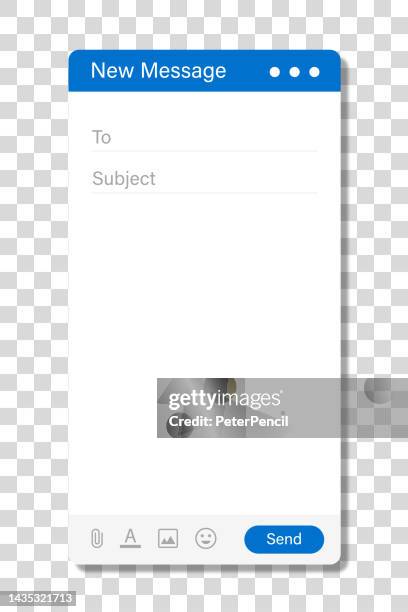 email interface. new message template. mobile window screen. blank. vector - email template stock illustrations