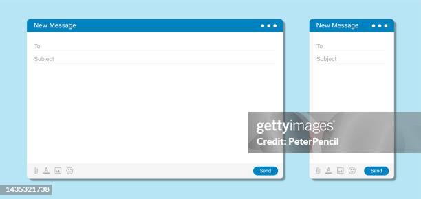 email interface. new message template. computer and mobile window. blank. vector - email template stock illustrations