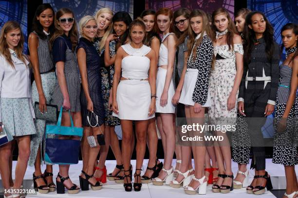 Fashion designer Charlotte Ronson and models at Ronson's spring 2014 presentation in The Box at Lincoln Center.