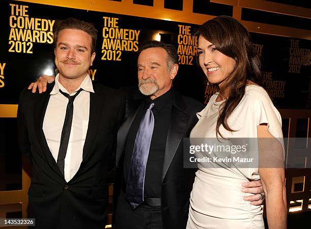 Zachary Pym Williams, Robin Williams and Susan Schneider attend The Comedy Awards 2012 at Hammerstein Ballroom on April 28, 2012 in New York City.