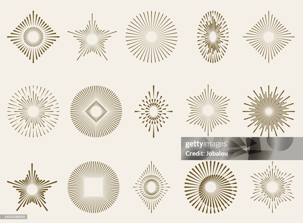 Sunburst Explosion Star Set Isolated on Background