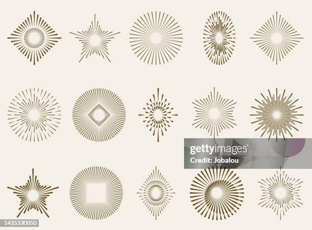 sunburst explosion star set isolated on background - sun solar flare stock illustrations