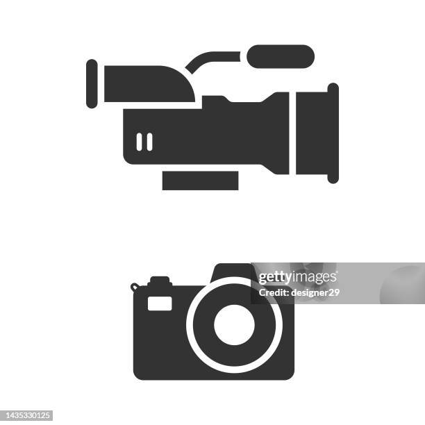 stockillustraties, clipart, cartoons en iconen met camera icon set. - camera