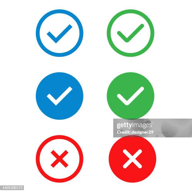 check mark icon set. - wrong direction stock illustrations