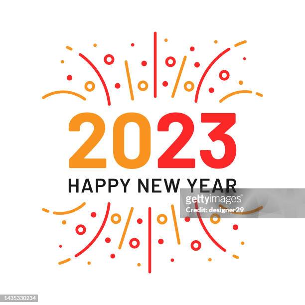 stockillustraties, clipart, cartoons en iconen met happy new year 2023 banner flat design. - confetti