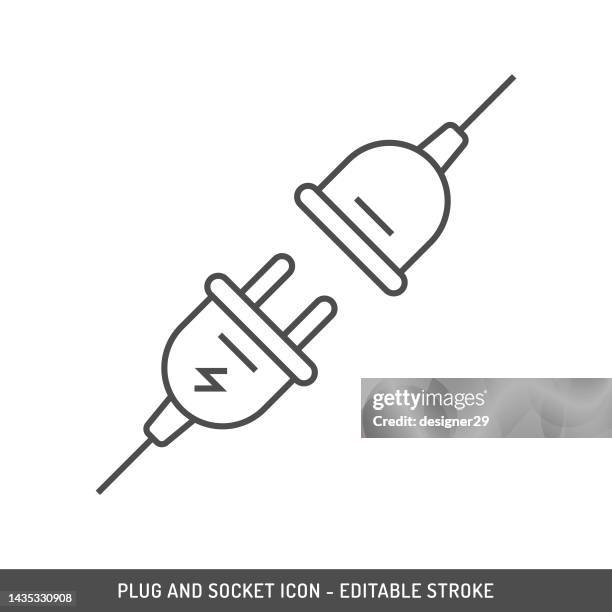 plug and socket icon editable stroke. - turning on or off stock illustrations