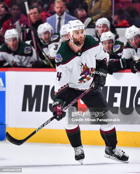 Zack Kassian of the Arizona Coyotes skates against the Montreal Canadiens during the first period at Centre Bell on October 20, 2022 in Montreal,...