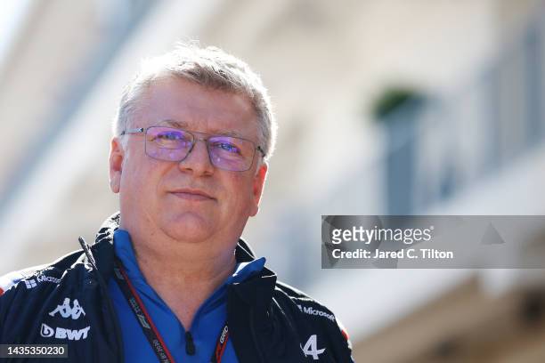 Otmar Szafnauer, Team Principal of Alpine F1 walks in the Paddock prior to practice ahead of the F1 Grand Prix of USA at Circuit of The Americas on...