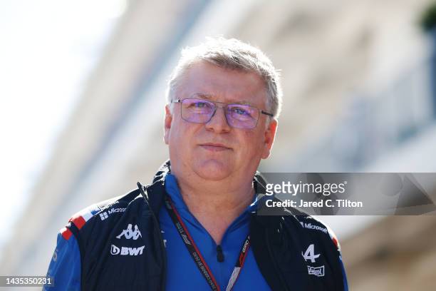Otmar Szafnauer, Team Principal of Alpine F1 walks in the Paddock prior to practice ahead of the F1 Grand Prix of USA at Circuit of The Americas on...