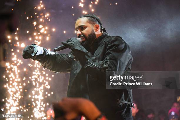 Drake performs during Wicked Featuring 21 Savage at Forbes Arena at Morehouse College on October 19, 2022 in Atlanta, Georgia.