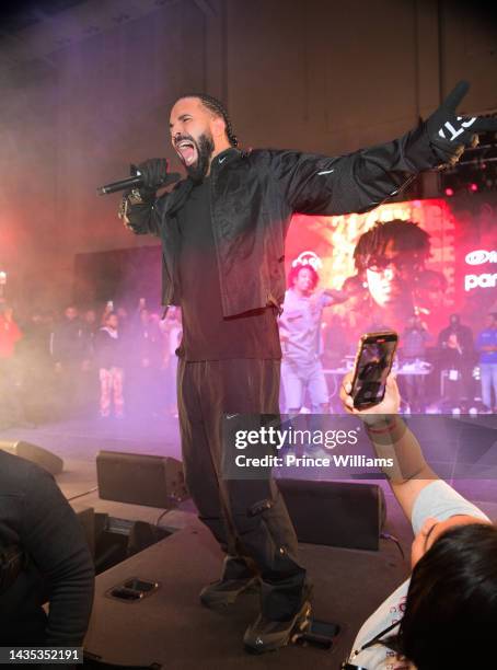 Drake performs during Wicked Featuring 21 Savage at Forbes Arena at Morehouse College on October 19, 2022 in Atlanta, Georgia.