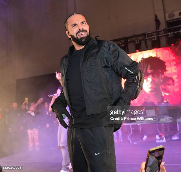 Drake performs during Wicked Featuring 21 Savage at Forbes Arena at Morehouse College on October 19, 2022 in Atlanta, Georgia.
