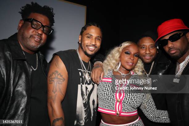 Don Pooh, Trey Songz, Mary J. Blige, Maino, and Fabolous attend Good Morning Gorgeous After Party on October 20, 2022 in New York City.