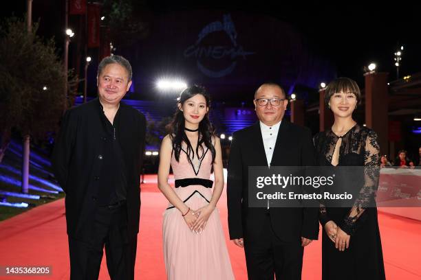 Liu Xuan, Wang Xiaoshuai, Ning Yuanyuan and Zhang Yuan attend the red carpet for "Lu Guan" during the 17th Rome Film Festival at Auditorium Parco...