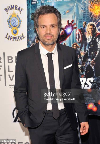Actor Mark Ruffalo attends the "Marvel's The Avengers" premiere during the closing night of the 2012 Tribeca Film Festival at BMCC Tribeca PAC on...