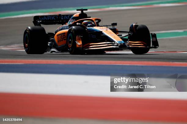 Alex Palou of Spain driving the McLaren MCL36 Mercedes on track during practice ahead of the F1 Grand Prix of USA at Circuit of The Americas on...