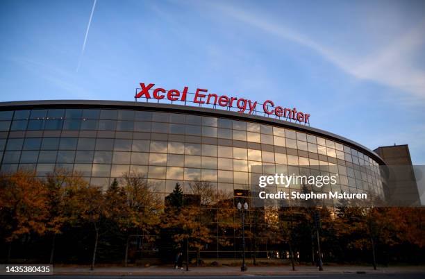 General view outside Xcel Energy Center before the game between the Vancouver Canucks and Minnesota Wild on October 20, 2022 in St Paul, Minnesota.