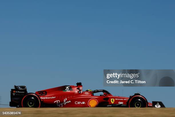 Robert Shwartzman of Israel driving the Ferrari F1-75 on track during practice ahead of the F1 Grand Prix of USA at Circuit of The Americas on...