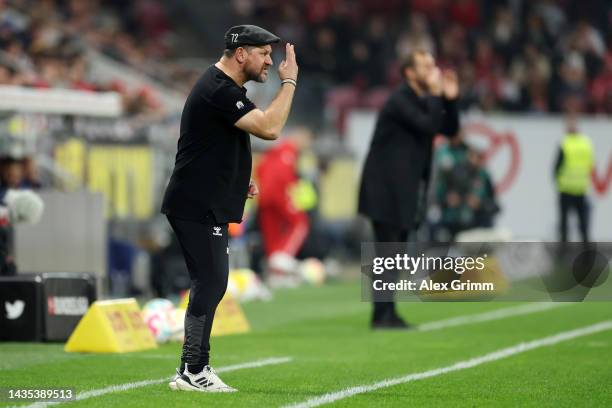 Steffen Baumgart, Head Coach of 1. FC Koeln reacts during the Bundesliga match between 1. FSV Mainz 05 and 1. FC Köln at MEWA Arena on October 21,...