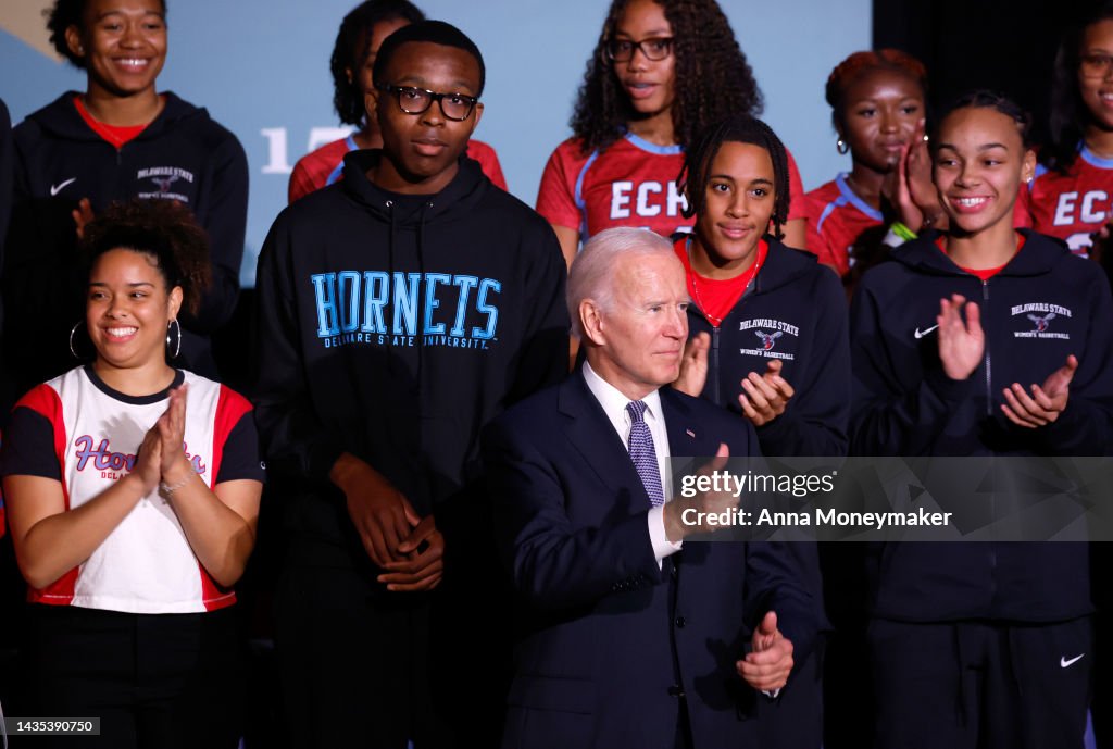 President Biden Speaks On Student Debt Relief At Delaware State University