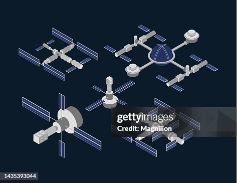 Space Stations Isometric Set Space Stations Isometric Set