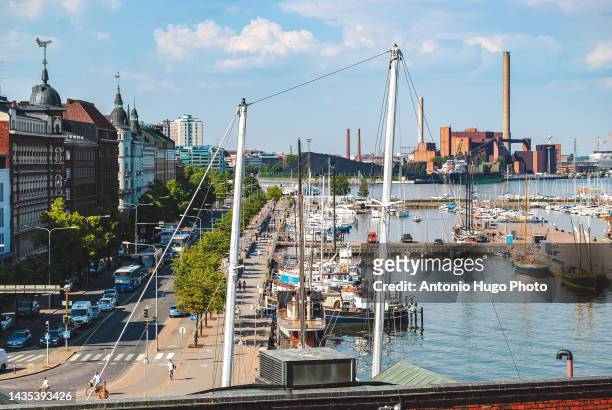 view of the helsinki harbor, finland. - waterfront stock photos et images de collection