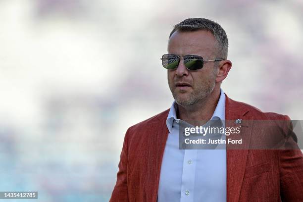 Head coach Bryan Harsin of the Auburn Tigers before the game against the Mississippi Rebels at Vaught-Hemingway Stadium on October 15, 2022 in...