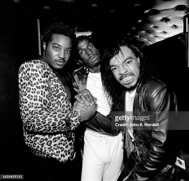 American rappers Rahiem, DJ and rapper Grandmaster Flash and musician, singer and songwriter Kid Creole, of the American hip hop group Grandmaster...