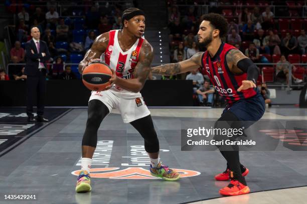 American guard Isaiah Canaan of Olympiacos Piraeus in action during the 2022/2023 Turkish Airlines EuroLeague Regular Season Round 4 match between...