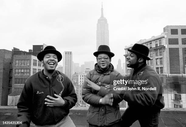 American rapper, producer, DJ and television personality Joseph "Run" Simmons, rapper Darryl "DMC" McDaniels and musician and DJ Jason "Jam Master...