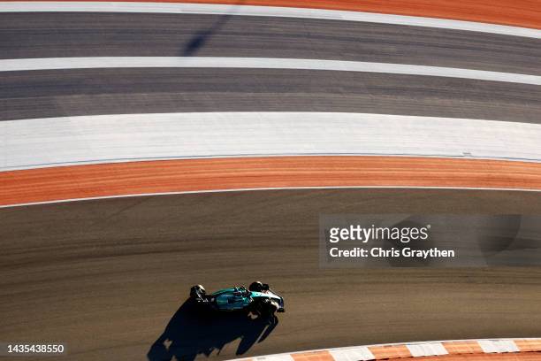 Lance Stroll of Canada driving the Aston Martin AMR22 Mercedes on track during practice ahead of the F1 Grand Prix of USA at Circuit of The Americas...