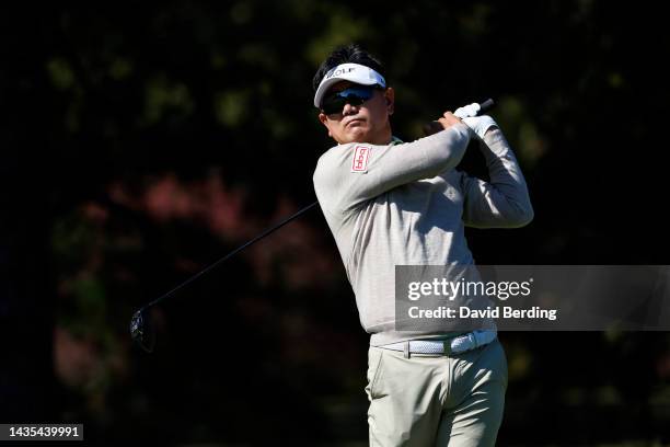 Yang of South Korea hits his tee shot on the second hole during the first round of the Dominion Energy Charity Classic at The Country Club of...