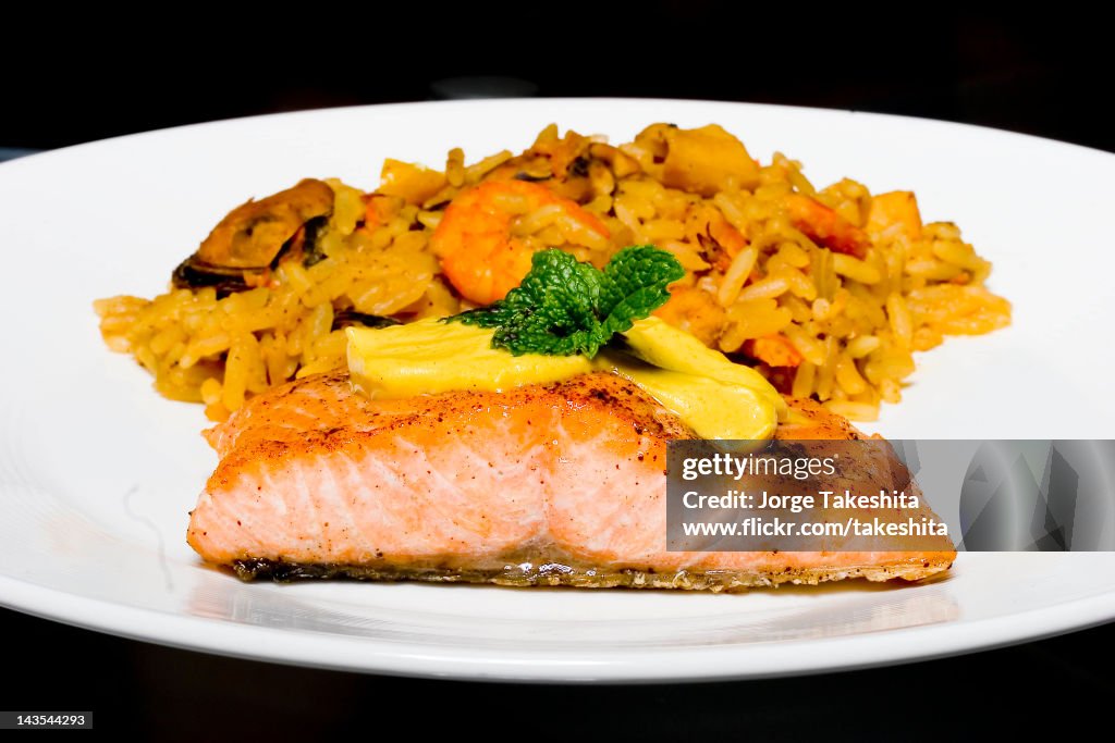Salmon and Paella