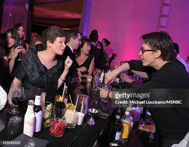 Valerie Jarrett and Rachel Maddow attend MSNBC After Party event for the White House Correspondents Association Dinner at Italian Embassy on April...