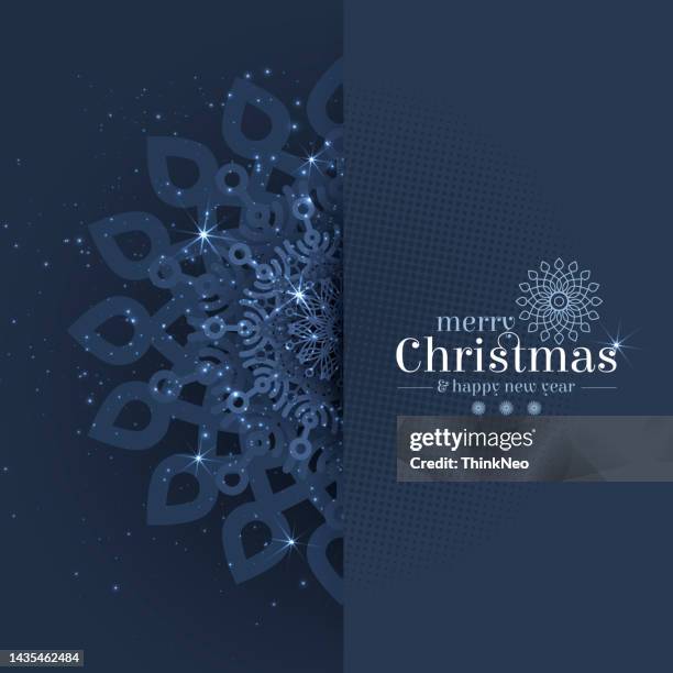 weihnachten glitzernde schneeflocke mit schriftzug auf dunklem hintergrund. - feiertag stock-grafiken, -clipart, -cartoons und -symbole