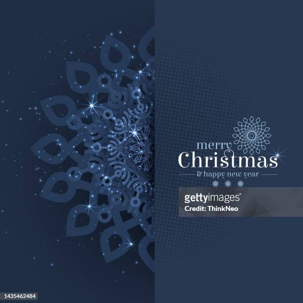 christmas glittering snowflake with lettering on a dark background. - holiday stock illustrations