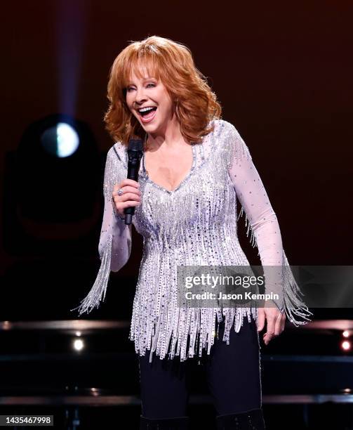 Reba McEntire performs at Bridgestone Arena on October 21, 2022 in Nashville, Tennessee.