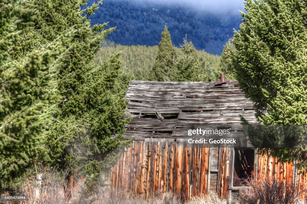 Rustic building in an alpine ghost mining town
