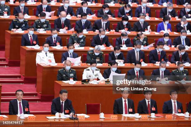 Chinese President Xi Jinping,Members of the Standing Committee of the Politburo of the Communist Party of China Li Zhanshu ,Wang Huning , Han Zheng...